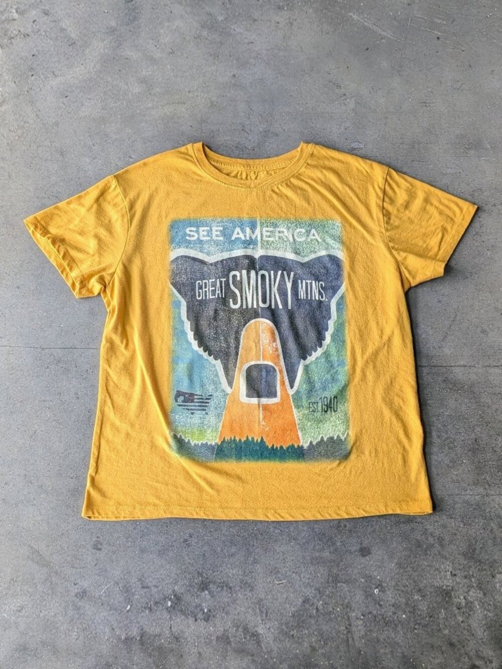 Creative Action Network See America Great Smoky Mountains Yellow Graphic Tee